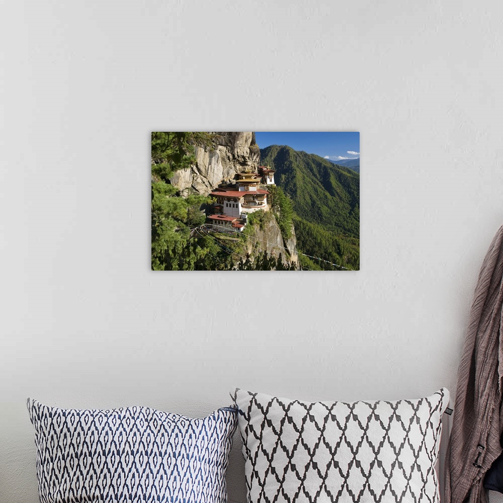 A bohemian room featuring Taktsang Dzong (monastery) or Tiger's Nest, built in the 8th century, Paro, Bhutan