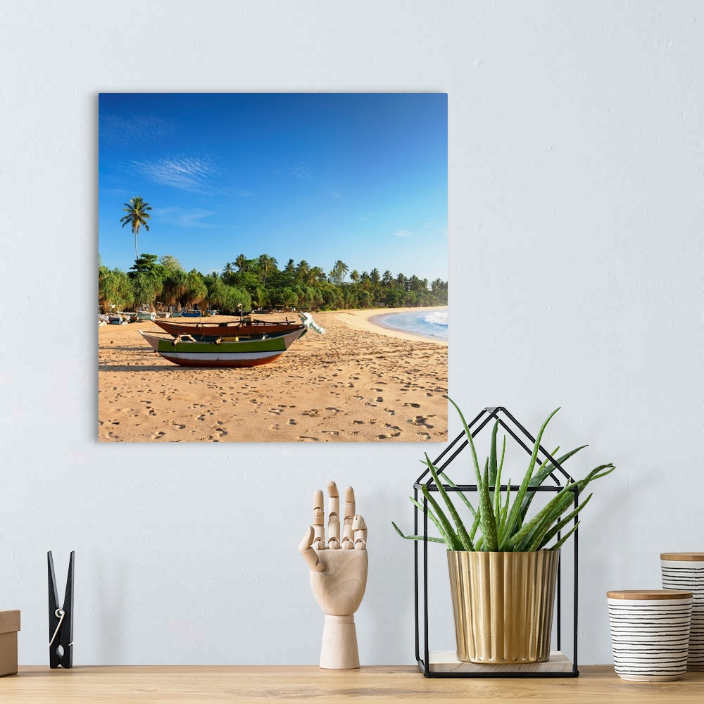 A bohemian room featuring Talalla beach, Southern Province, Sri Lanka.