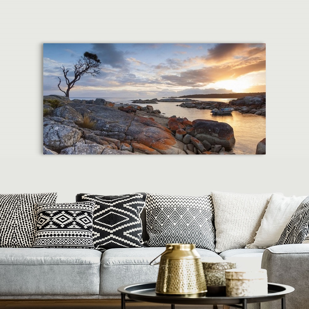 A bohemian room featuring Tasmania, Australia. Binalong bay, Bay of Fires at sunrise