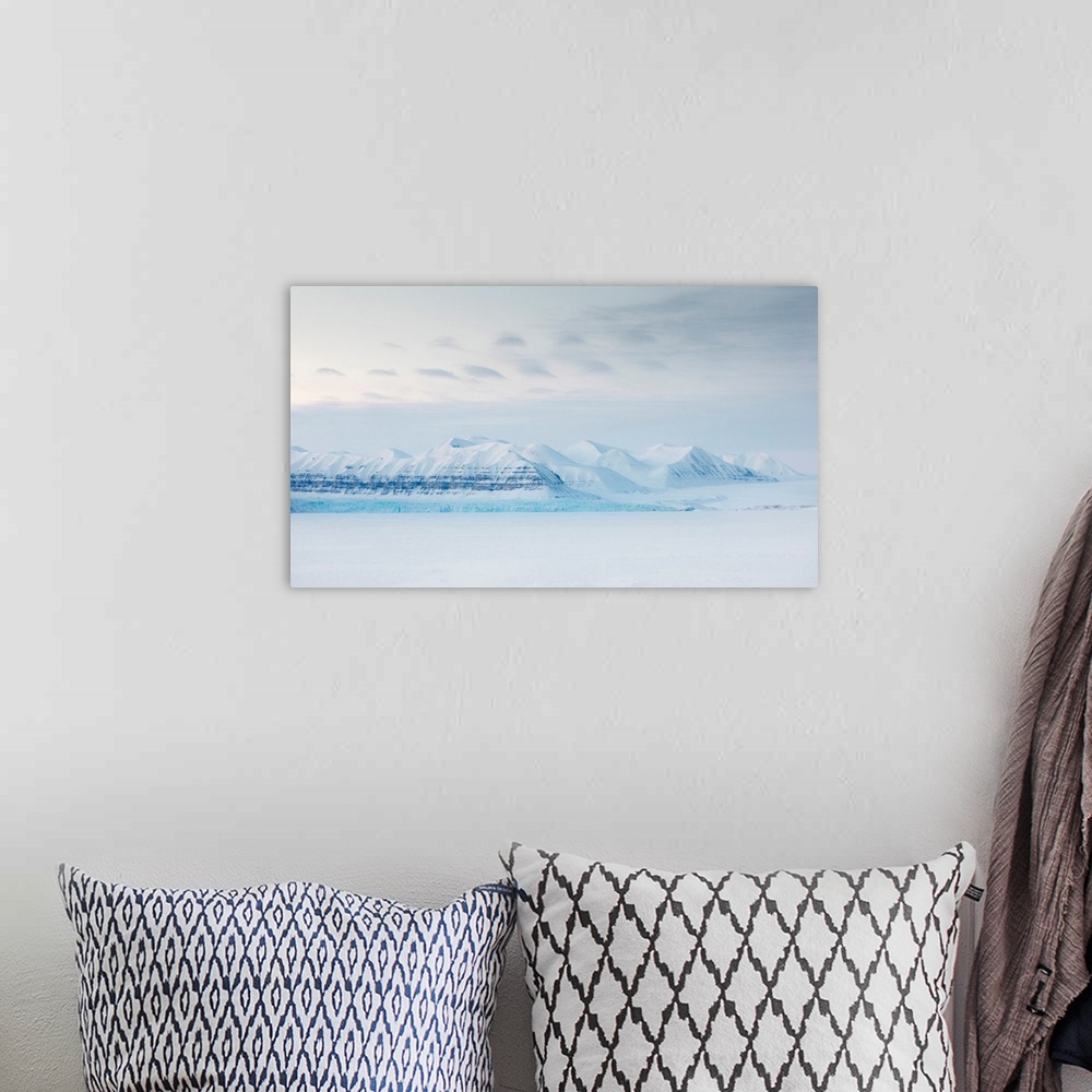 A bohemian room featuring Tempelfjorden Depicted After Sunset At Dusk In Late Winter, Spitsbergen, Svalbard, Norway