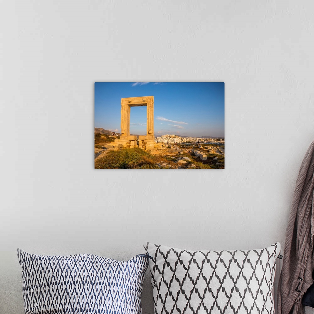 A bohemian room featuring Temple of Apollo, Naxos Town, Naxos, Cyclade Islands, Greece.