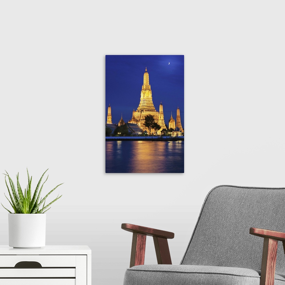 A modern room featuring Thailand, bangkok, Wat Arun Temple at night