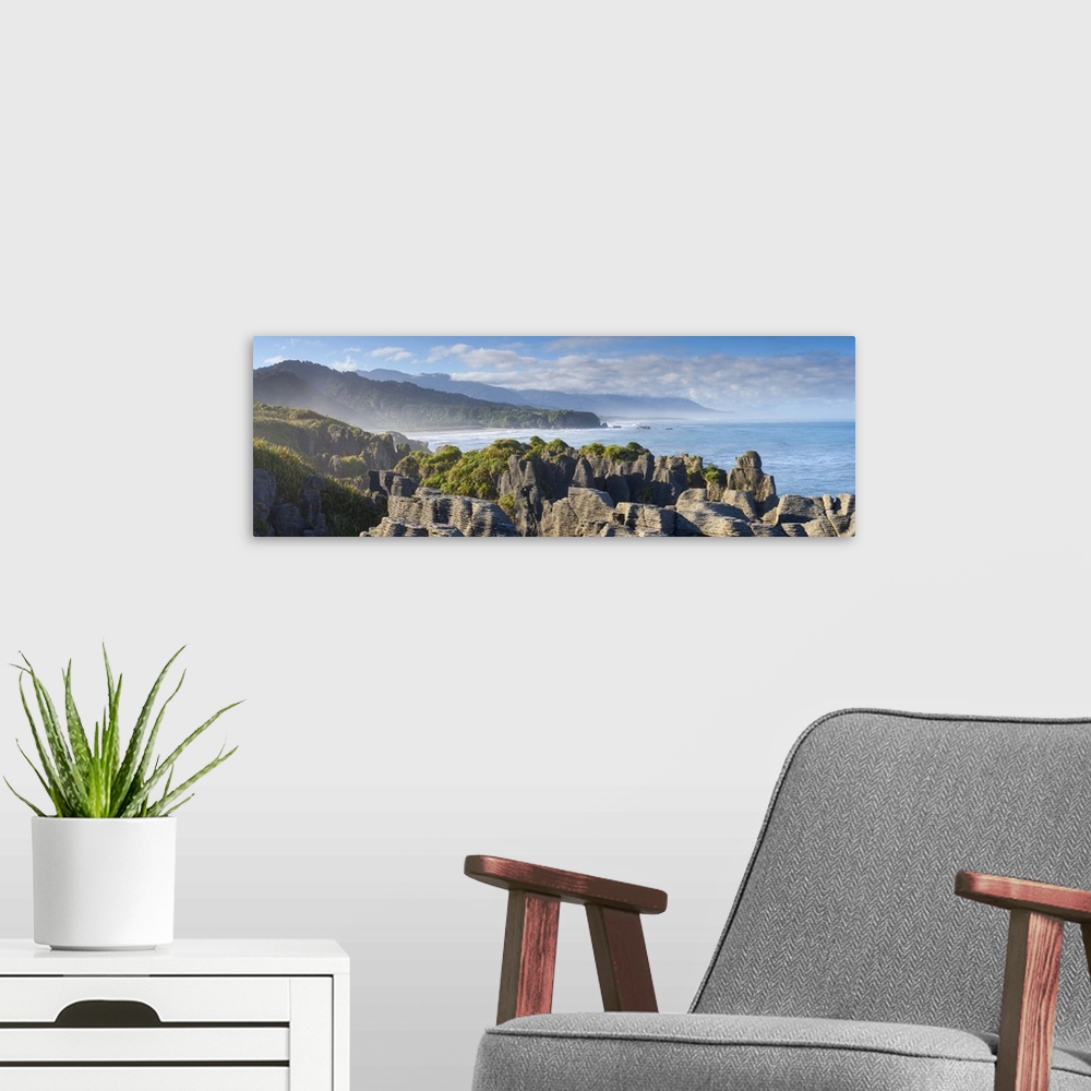 A modern room featuring Dramatic coastal landscape, Punakaiki, West Coast, South Island, New Zealand