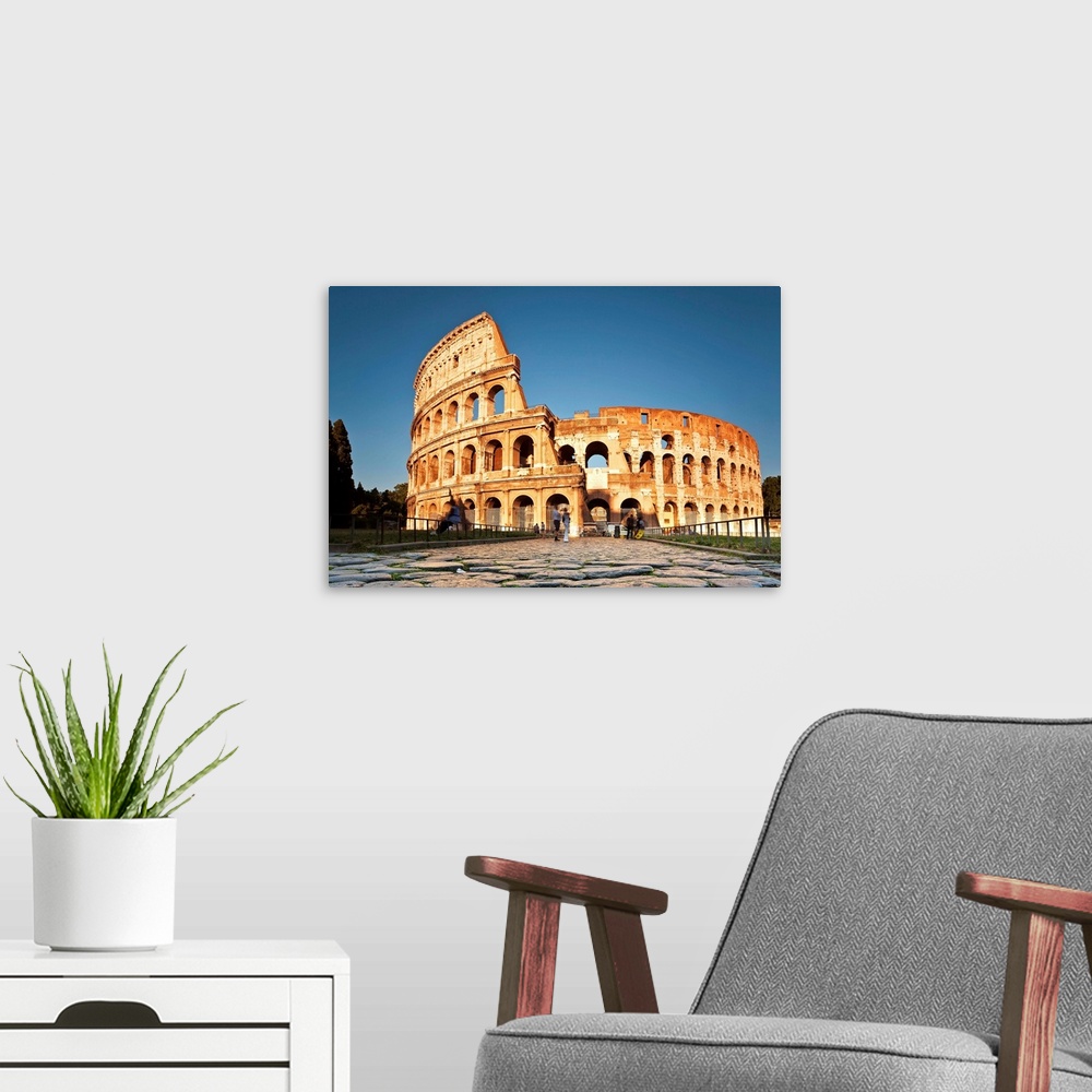 A modern room featuring The Colosseum, roman forum, Rome, Lazio, Italy, Europe.