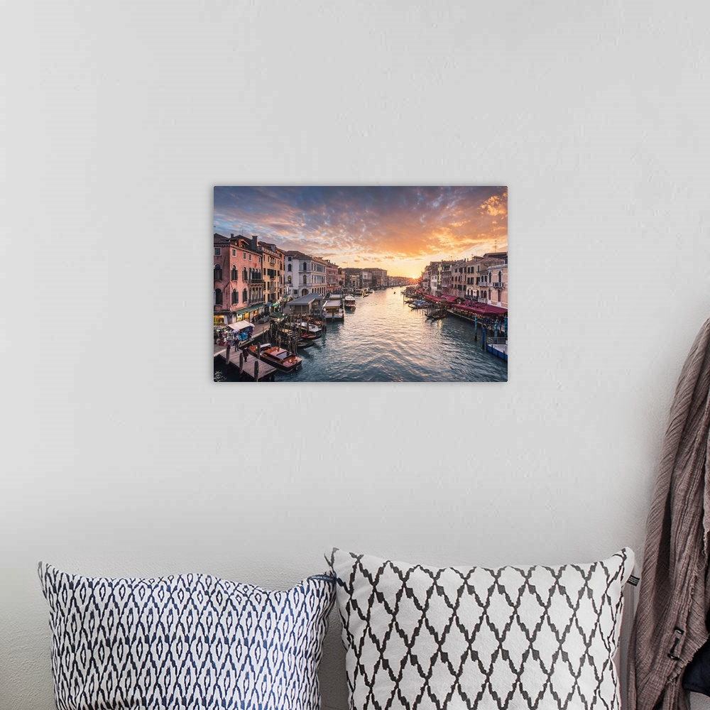 A bohemian room featuring The Grand Canal At Sunset, Venice, Veneto, Italy.