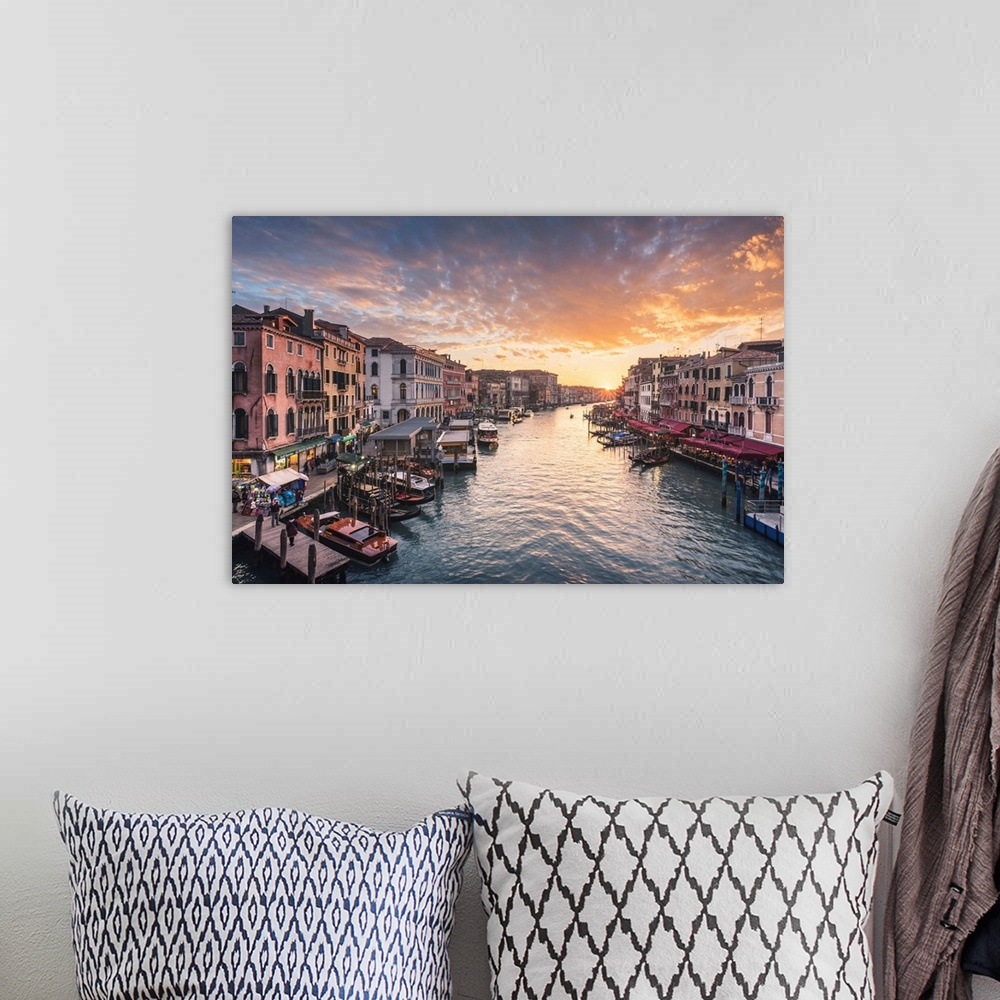 A bohemian room featuring The Grand Canal At Sunset, Venice, Veneto, Italy.