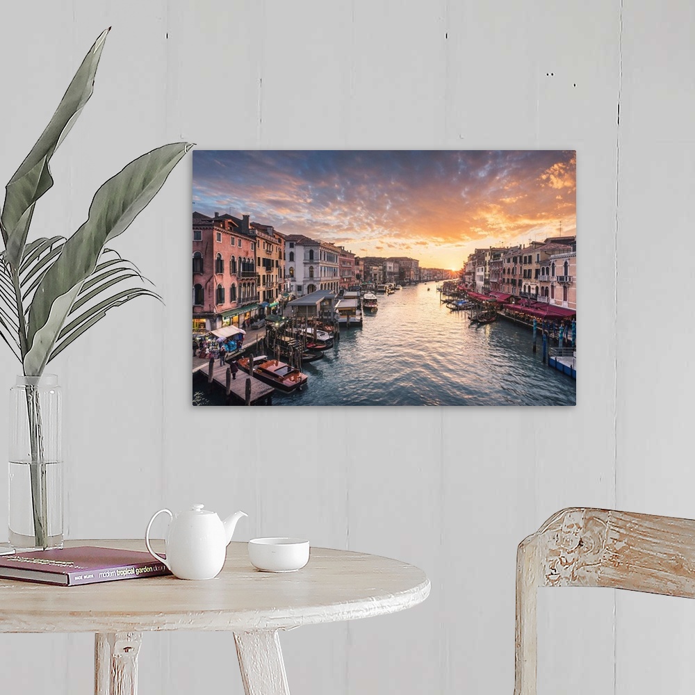 A farmhouse room featuring The Grand Canal At Sunset, Venice, Veneto, Italy.
