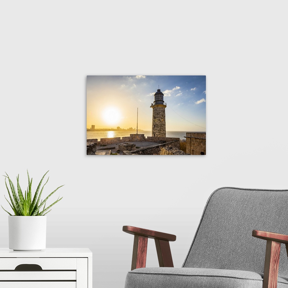 A modern room featuring The lighthouse at Castillo De Los Tres Reyes Del Morro (otherwise known as El Morro), Regla Provi...