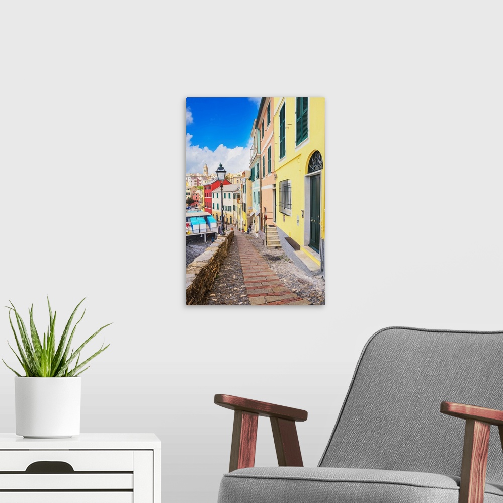 A modern room featuring The picturesque village of Bogliasco, Bogliasco, Liguria, Italy.