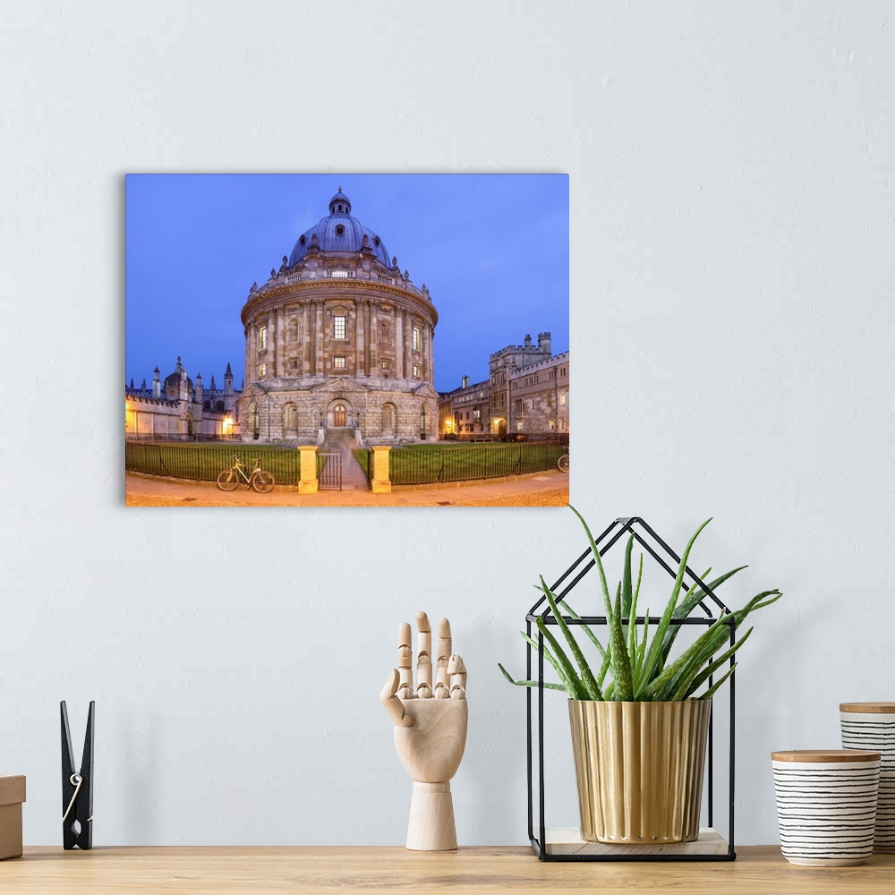 A bohemian room featuring The Radcliffe Camera at twilight, Oxford, England.