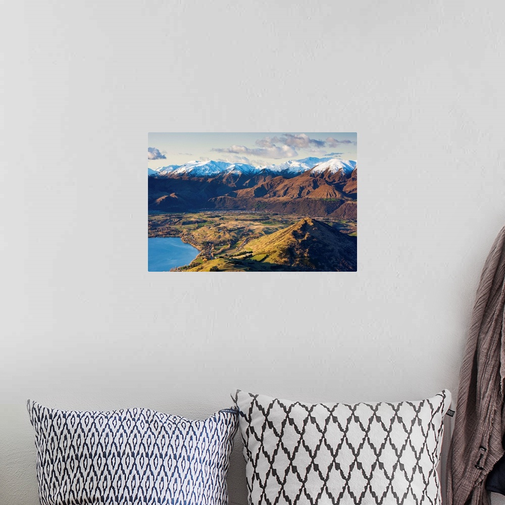 A bohemian room featuring View from The Remarkables ski field towards Arrowtown, Queenstown, Central Otago, South Island, N...