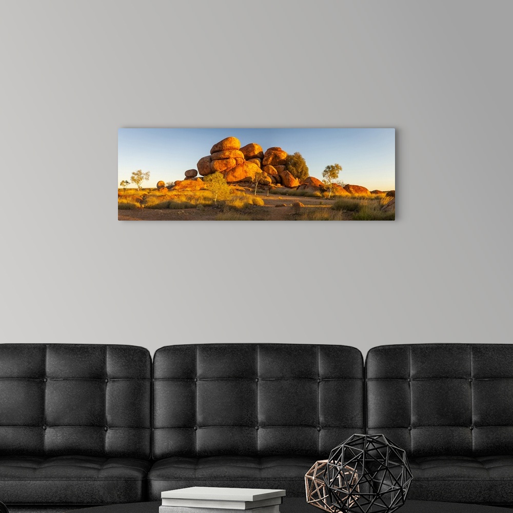 A modern room featuring The shaped boulders of the Devils Marbles (Karlu Karlu). Devils Marbles Conservation Reserve, Cen...