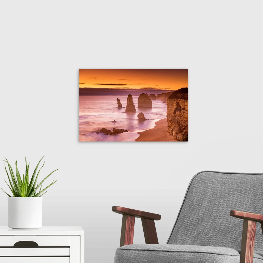 A modern room featuring The Twelve Apostles At Sunset, Great Ocean Road, Australia