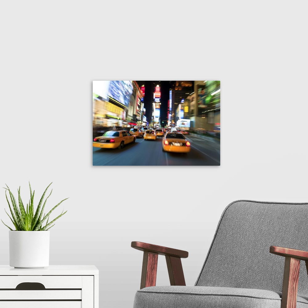 A modern room featuring Times Square, Manhattan, New York, USA