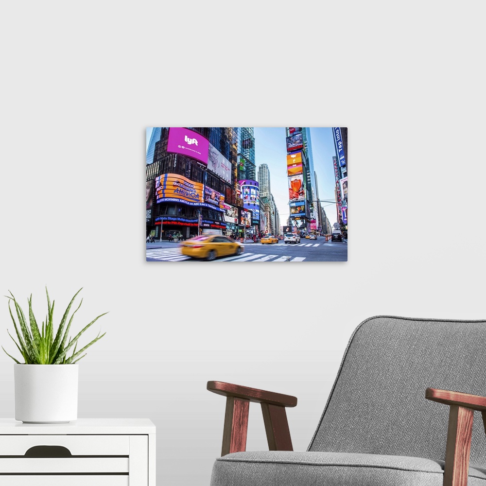 A modern room featuring Times Square, Manhattan, New York City, New York, USA.