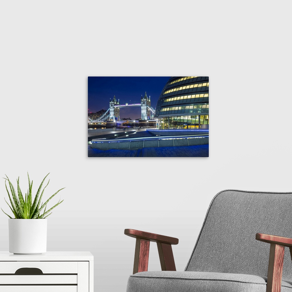 A modern room featuring Tower Bridge And City Hall, London, England, UK