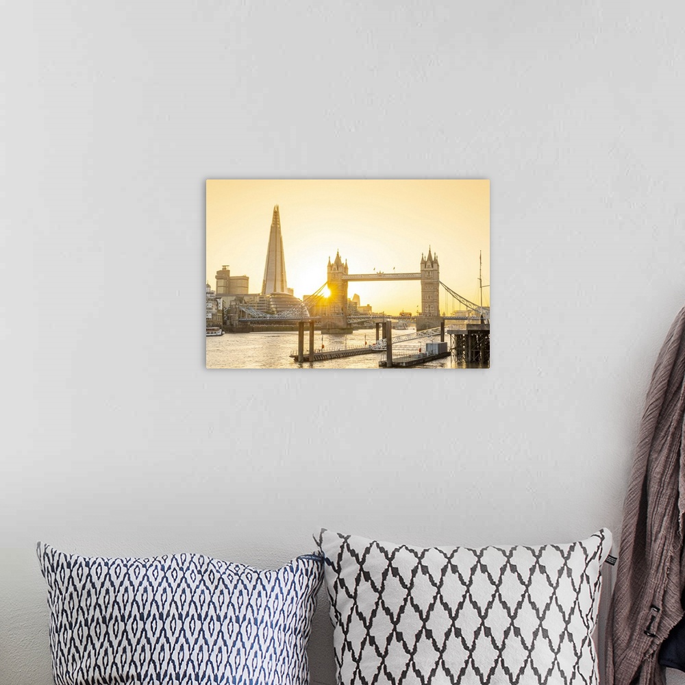 A bohemian room featuring Tower Bridge and The Shard, River Thames, London, England, UK