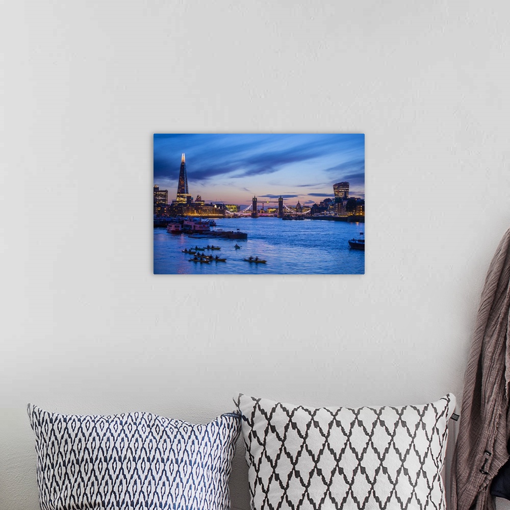 A bohemian room featuring Tower Bridge & The Shard, River Thames, London, England, UK.