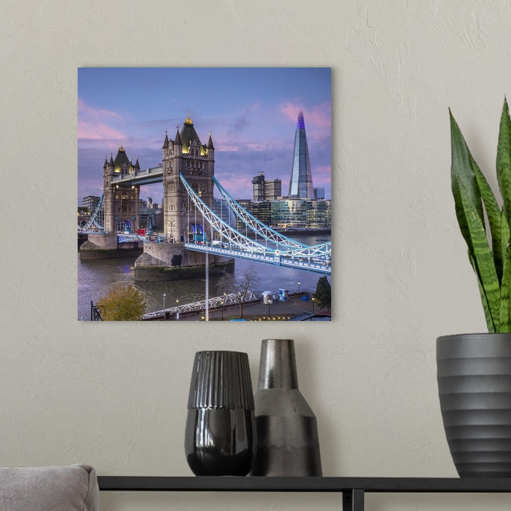 A modern room featuring Tower Bridge & The Shard, River Thames, London, England, UK