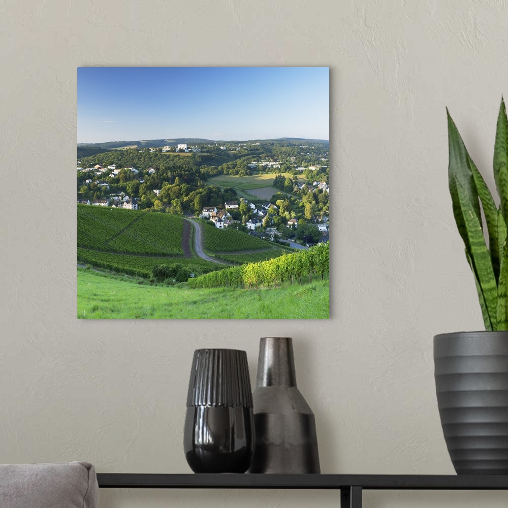 A modern room featuring View of Trier at dawn, Trier, Rhineland-Palatinate, Germany.