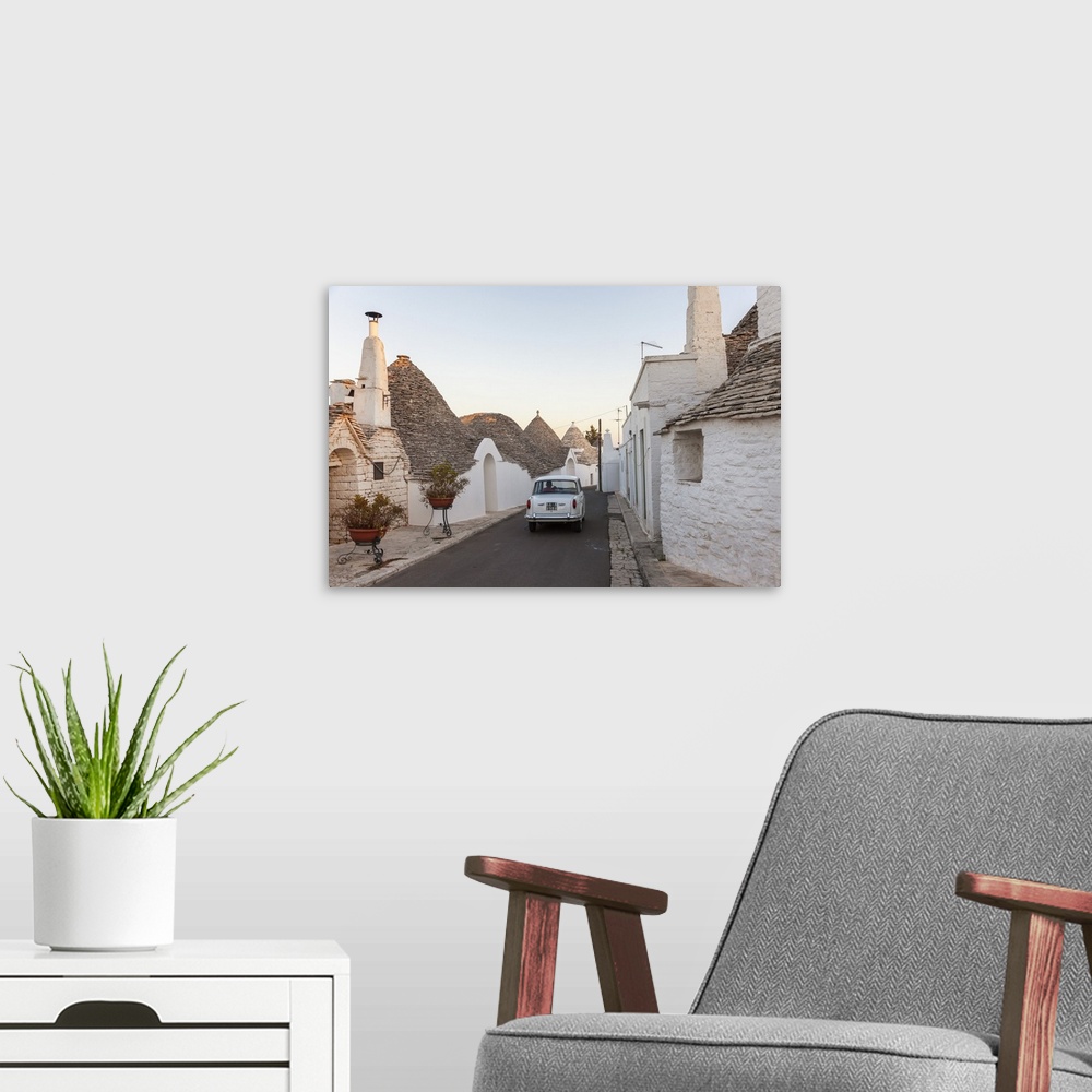 A modern room featuring Trulli Houses; Alberobello; Apulia; Puglia; Italy