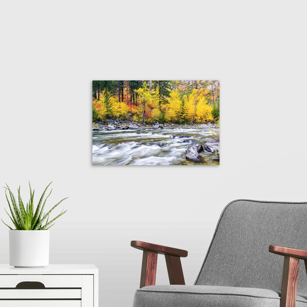 A modern room featuring Tumwater Canyon In Autumn, Wenatchee National Forest, Washington, USA