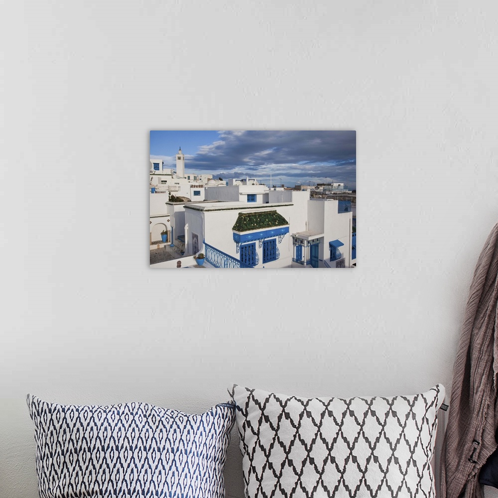 A bohemian room featuring Tunisia, Sidi Bou Said, elevated town view