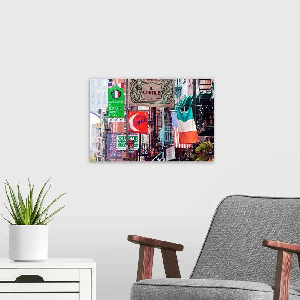 A modern room featuring Typical Street Scene in Little Italy, Manhattan, New York, United States of America