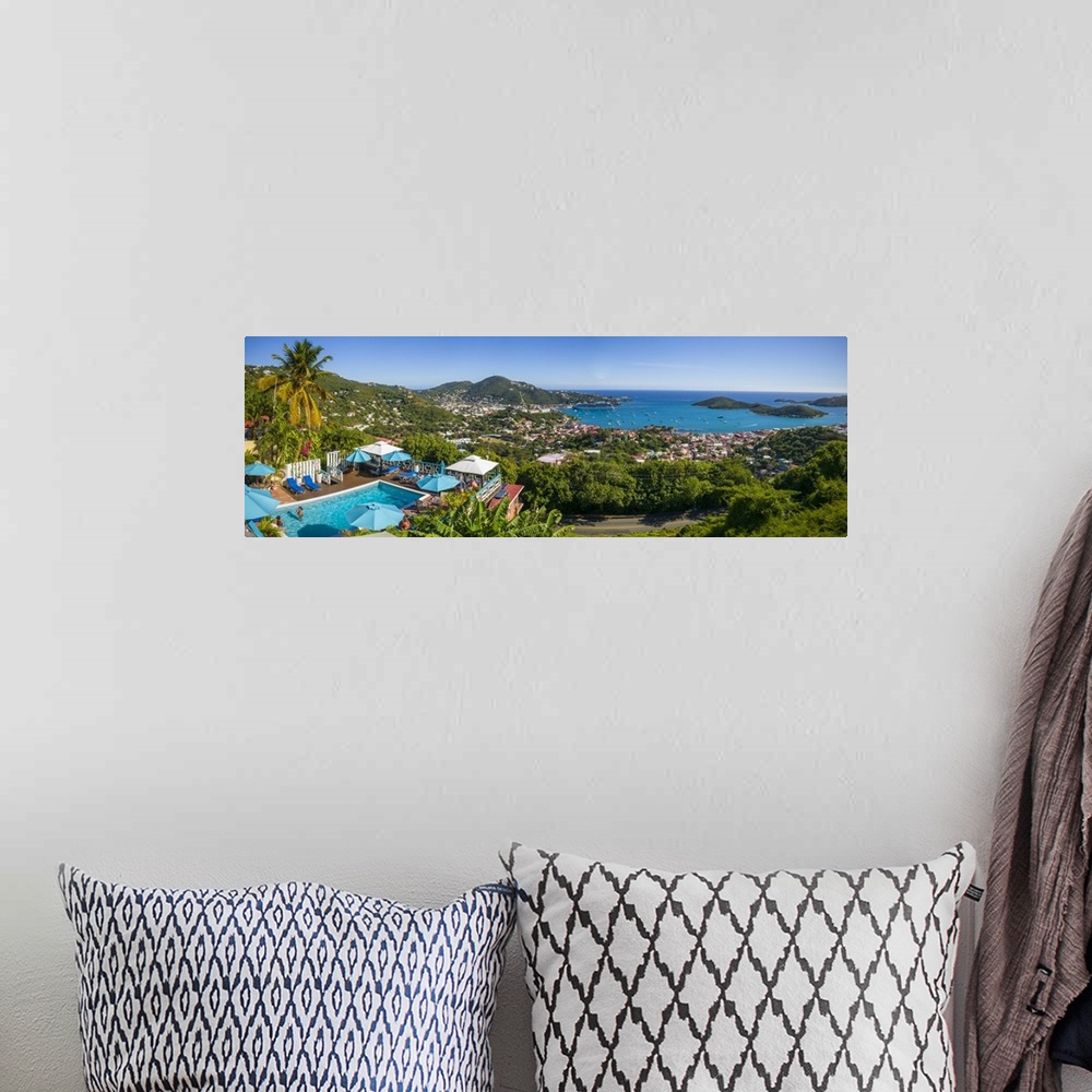 A bohemian room featuring U.S. Virgin Islands, St. Thomas, Charlotte Amalie, elevated town view