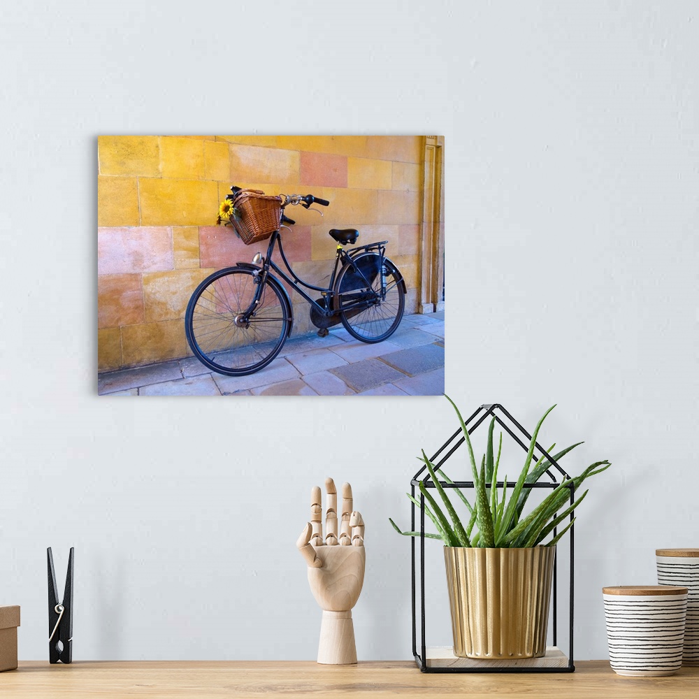 A bohemian room featuring UK, England, Cambridge, Clare College, bicycle