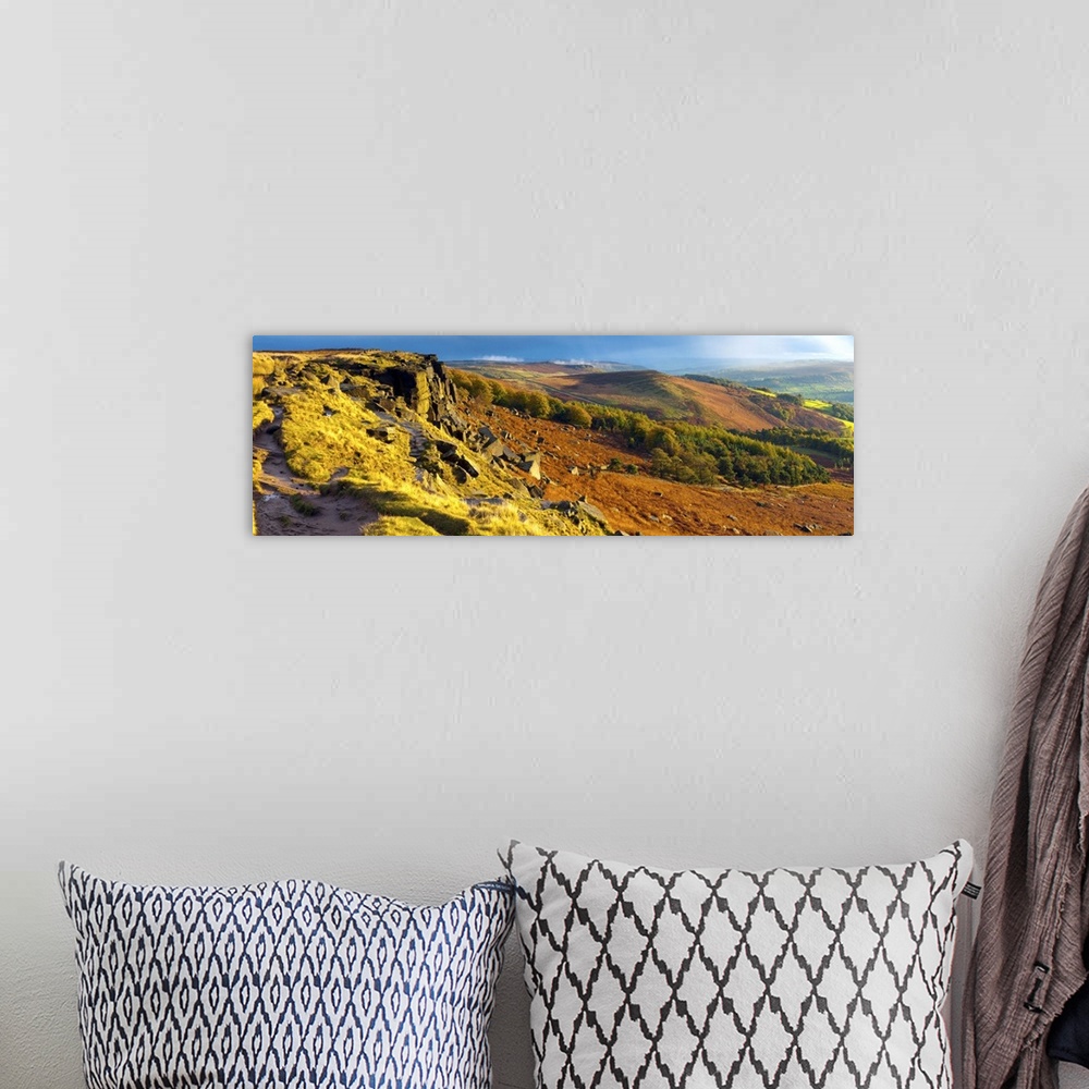 A bohemian room featuring UK, England, Derbyshire, Peak District National Park, Stanage Edge