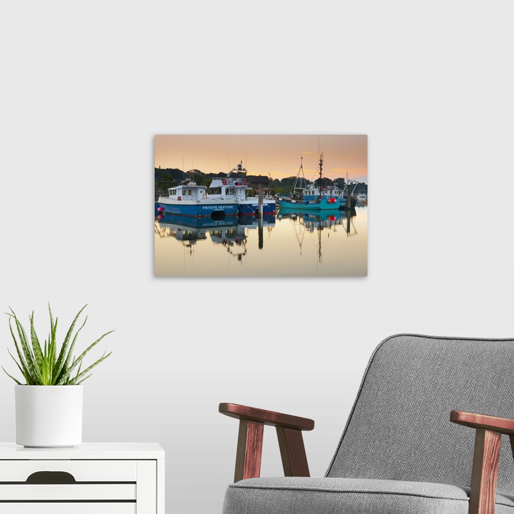 A modern room featuring UK, England, Dorset, Lymington, The Quay on Lymington River, Fishing boats