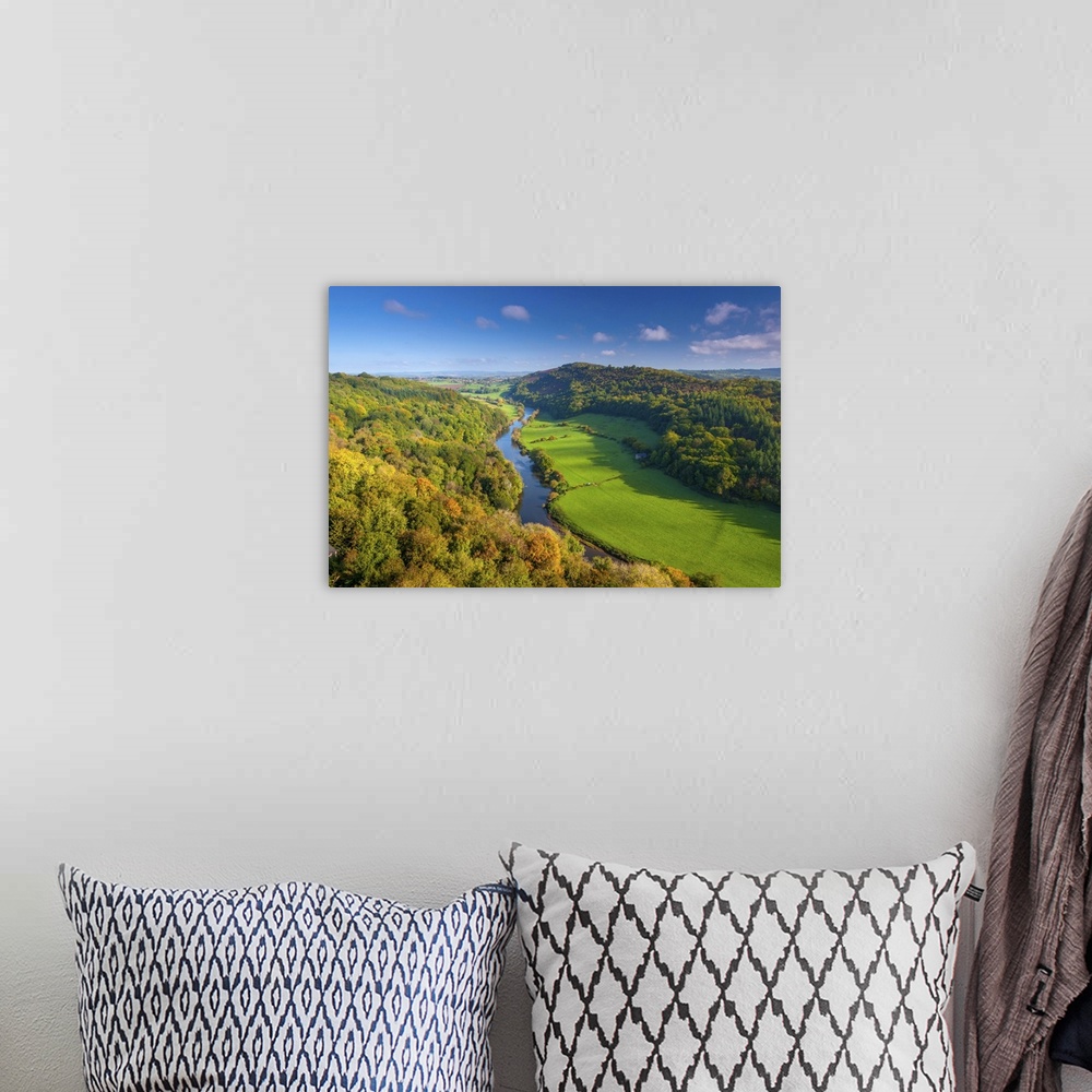 A bohemian room featuring UK, England, Herefordshire, view north along River Wye from Symonds Yat Rock
