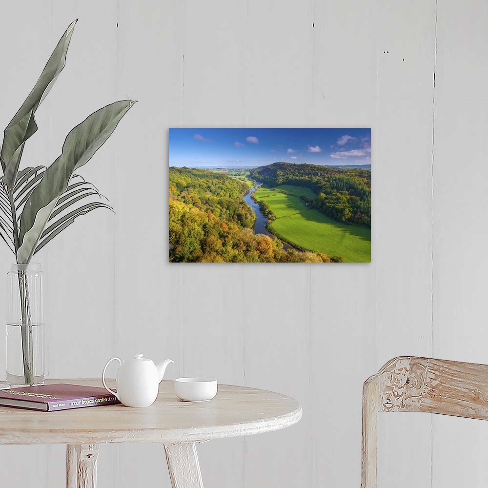 A farmhouse room featuring UK, England, Herefordshire, view north along River Wye from Symonds Yat Rock