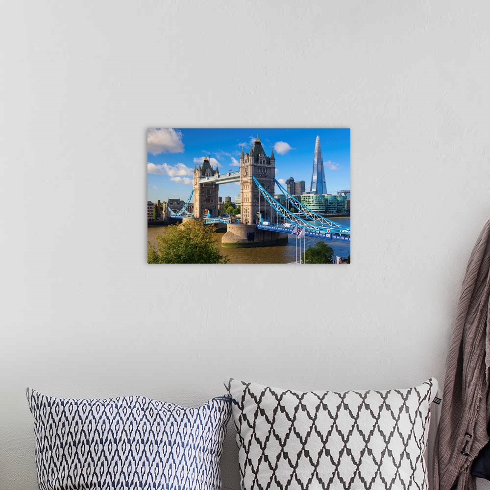 A bohemian room featuring UK, England, London, River Thames, Tower Bridge and The Shard, by architect Renzo Piano