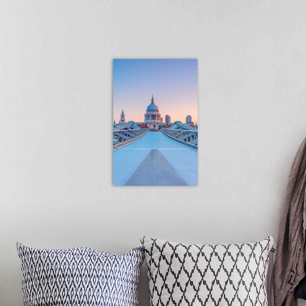 A bohemian room featuring UK, England, London, St. Paul's Cathedral and Millennium Bridge over River Thames.