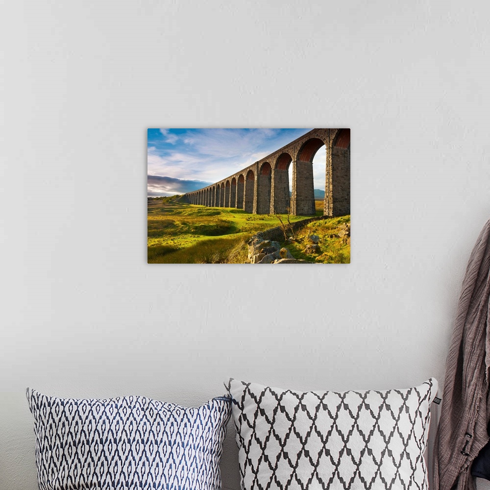 A bohemian room featuring UK, England, North Yorkshire, Ribblehead Viaduct on the Settle to Carlisle Railway Line