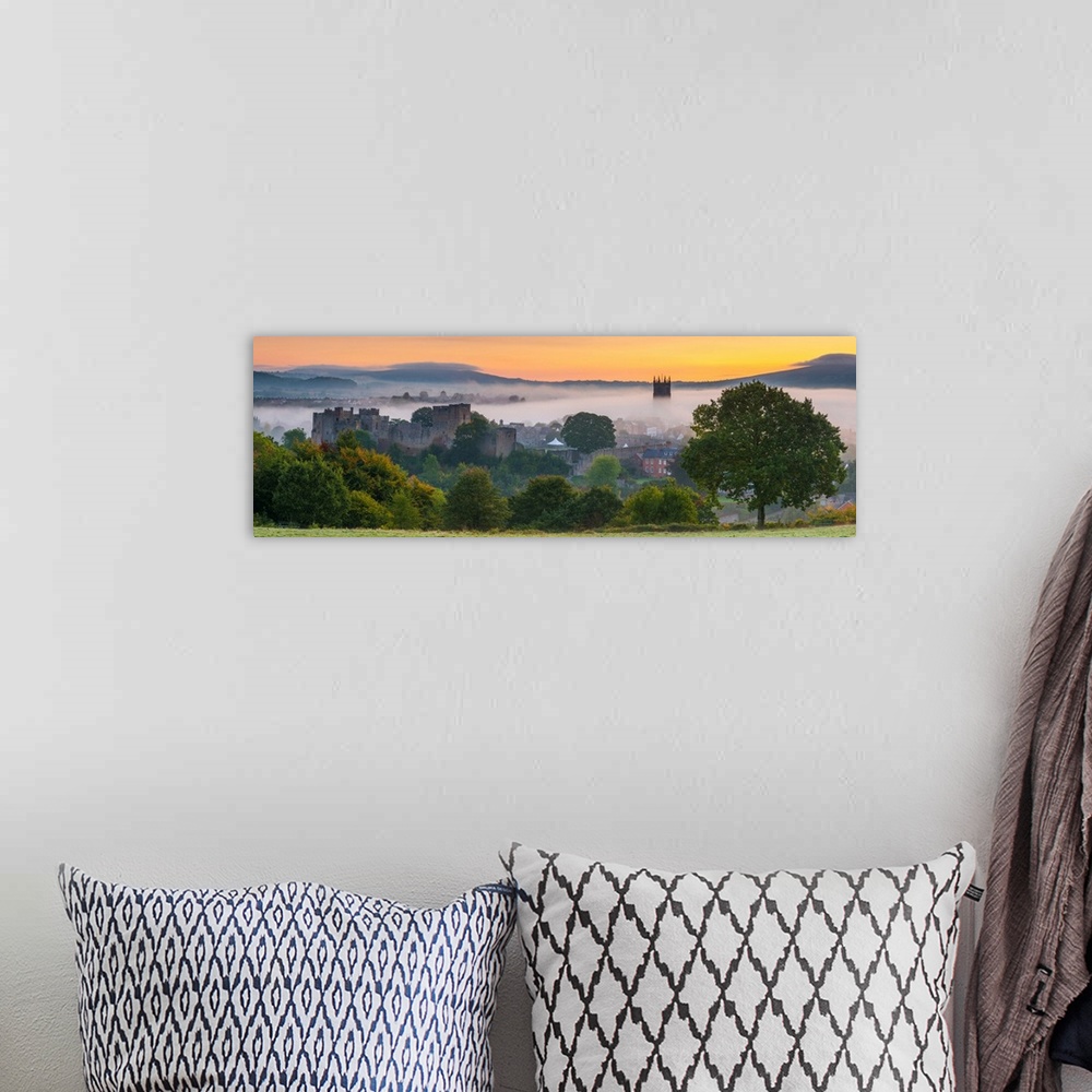 A bohemian room featuring UK, England, Shropshire, Ludlow, Ludlow Castle And St Laurence's Church At Sunrise