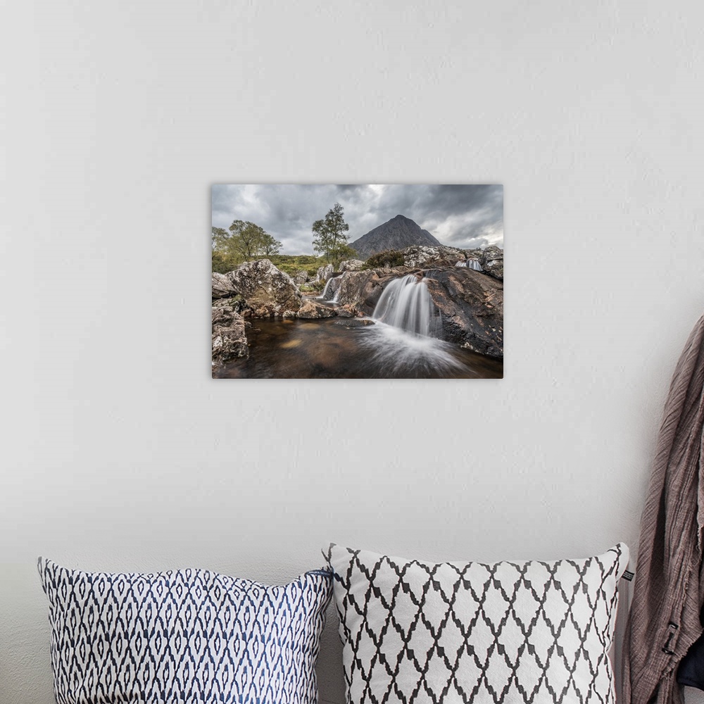 A bohemian room featuring UK, Scotland, Highland, Glen Coe, River Coupall, Coupall Falls and Buachaille Etive Mor