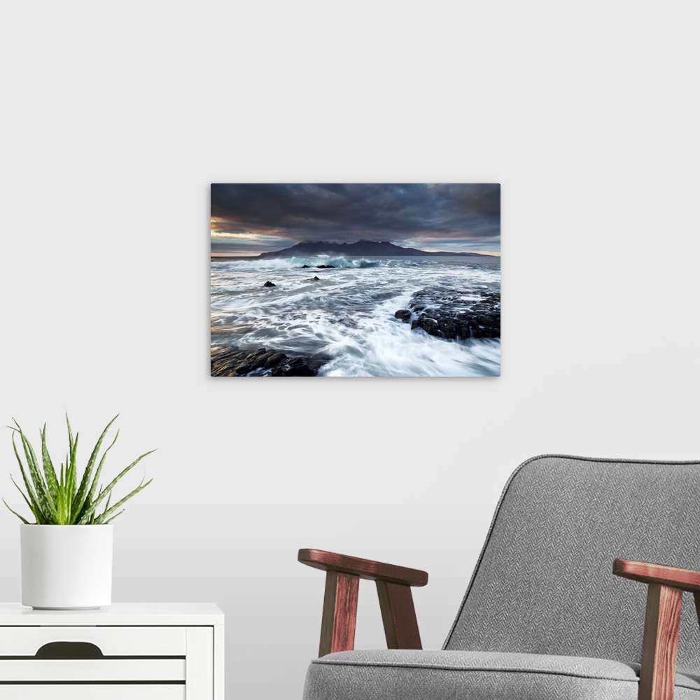 A modern room featuring United Kingdom, UK, Scotland, Highlands, Stormy day at Singing Sands