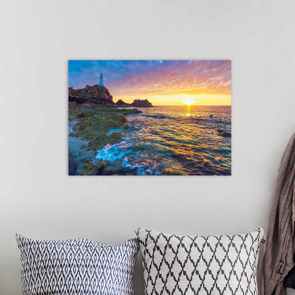 A bohemian room featuring United kingdom, channel islands, jersey, corbiere lighthouse.