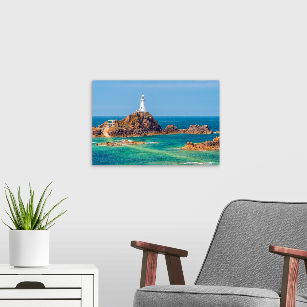 A modern room featuring United kingdom, channel islands, jersey, corbiere lighthouse.