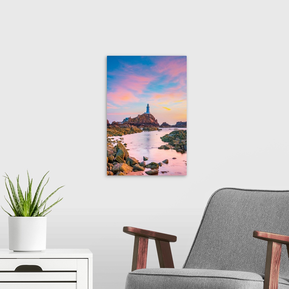 A modern room featuring United kingdom, channel islands, jersey, corbiere lighthouse.