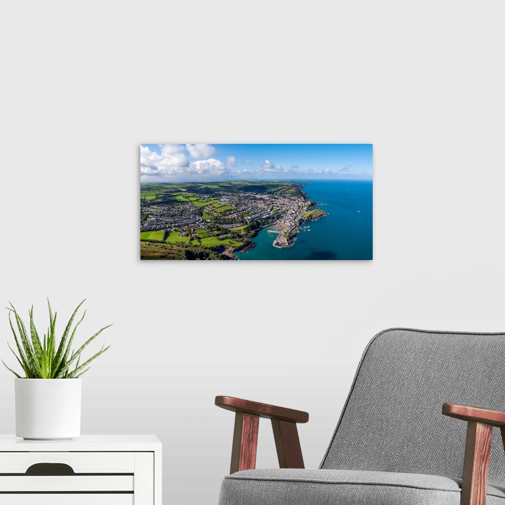 A modern room featuring United Kingdom, Devon, North Devon Coast, Ilfracombe, Aerial View Over The Town