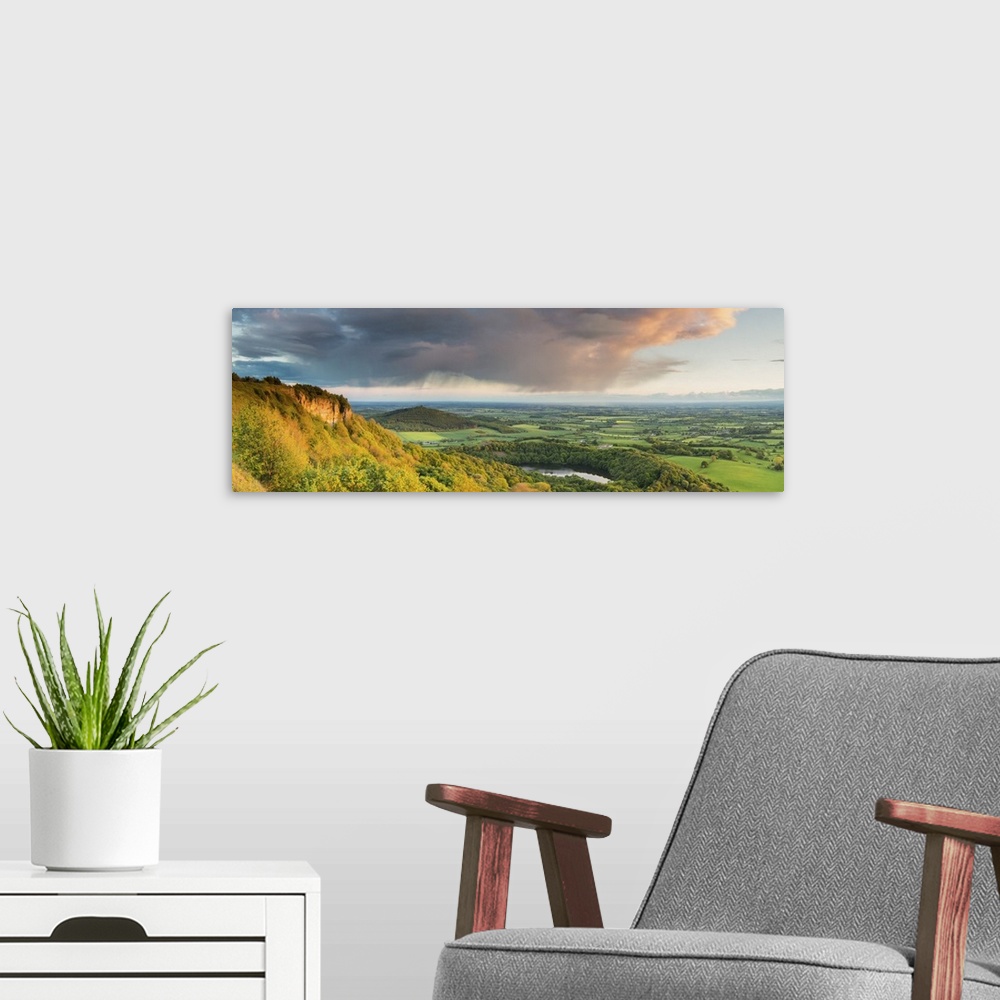 A modern room featuring United Kingdom, England, North Yorkshire, Sutton Bank. The classic view of Lake Gormire from Whit...