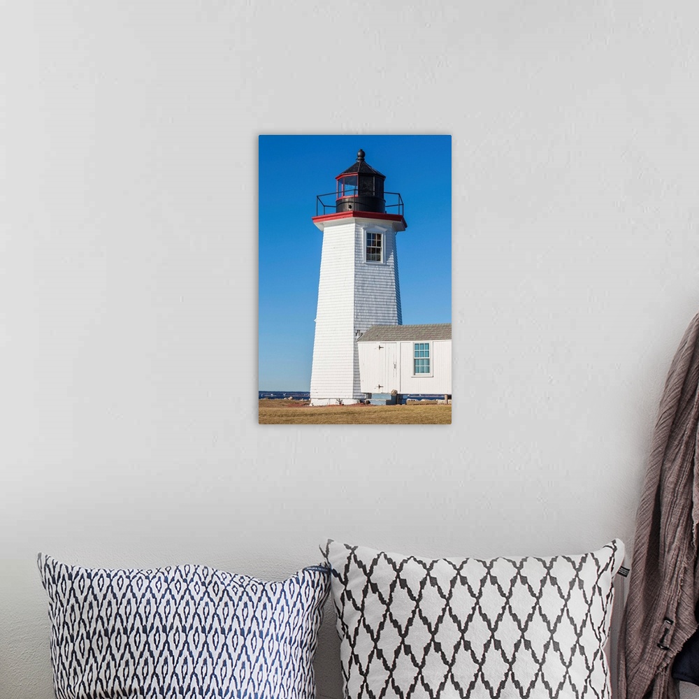 A bohemian room featuring USA, New England, Massachusetts, Cape Cod, Pocasset, Wings Neck Light lighthouse.