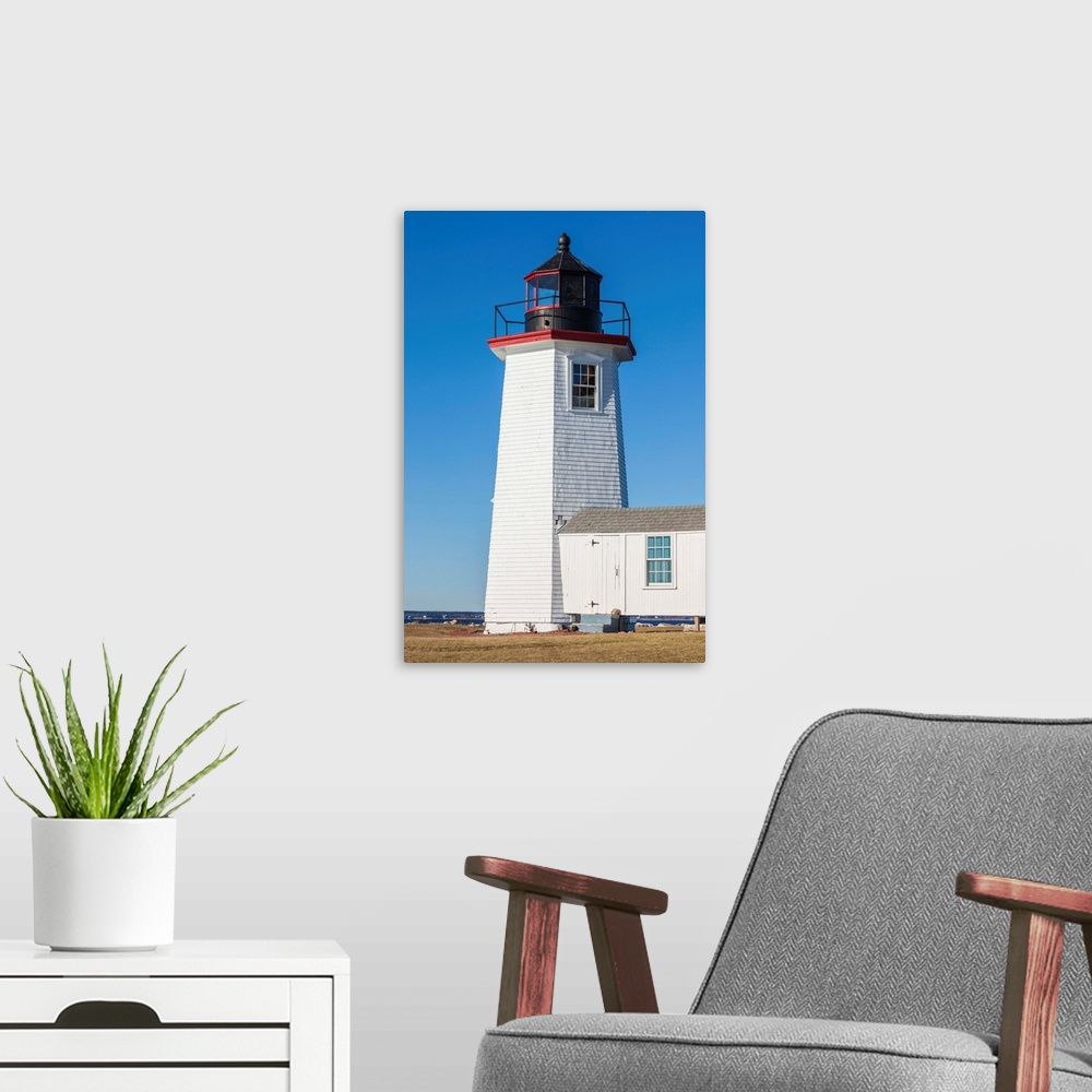 A modern room featuring USA, New England, Massachusetts, Cape Cod, Pocasset, Wings Neck Light lighthouse.