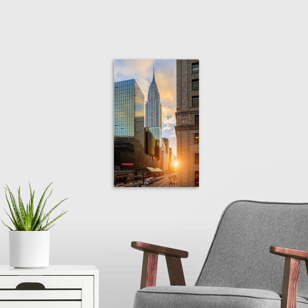 A modern room featuring USA, New York City, 42nd Street and Chrysler Building.