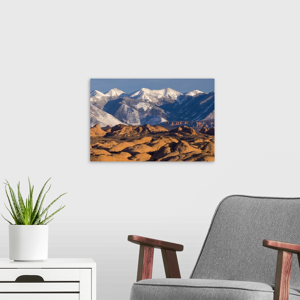 A modern room featuring USA, Utah, Arches National Park, La Sal Mountains and Petrified Dunes