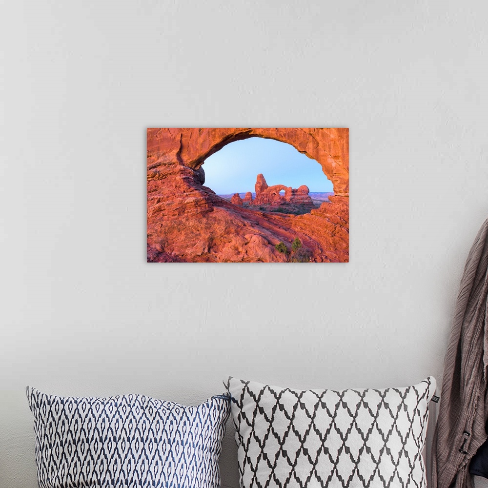 A bohemian room featuring USA, Utah, Arches National Park, North window and Turrent arch.